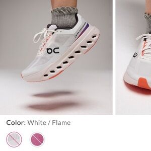 On cloud surfer next Running White and Flame Sneakers